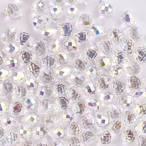 100PCS Crystal Glass Beads 8x10mm Laser Iridescent Faceted Teardrop Shape Jewelry Beads Bulk for DIY Craft Necklace Bracelet Earring Making