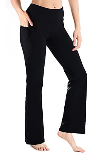 YogipaceSide PocketsPetite Womens Bootcut Yoga Pants Flare Lounge Workout Pants27BlackSize M