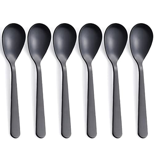 FULLYWARE Matte Black Demitasse Espresso Coffee Spoons, Stainless Steel Satin Finish, Mini Teaspoons, Sugar Spoons, 4.7-inch, Set of 6