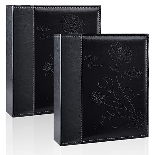 Miaikoe Photo Album 8x10 2 Packs Clear Pages Pockets Leathe Cover Slip Slide in Photo Album Each Holds 50 Vertical 8x10 Photos Picture Book for Wedding Family (Black)