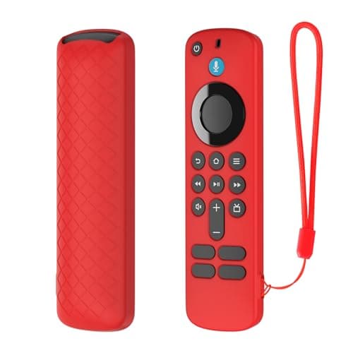 RAYA Silicone TV Remote Cover Compatible with All New Fire TV Stick 4k & Fire Tv Stick HD Remote 2025 Model Protective Case with Lanyard (Red)