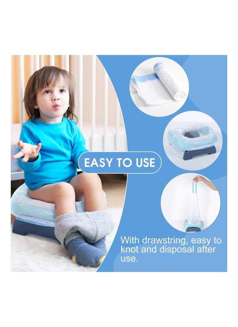 50 Pcs Potty Bags for Portable Toilet Universal Potty Chair Liners with Drawstring 17x19 Potty Liners Disposable Training Toilet Seat Cleaning Bags for Kids Toddlers Adults Pets Outdoors