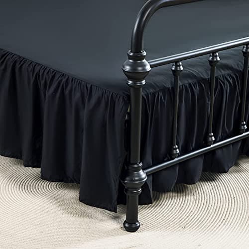 xuan dian Bed Skirts Queen Size Ruffled Bed Skirt with Split Corners 18 Inch Drop Dust Ruffle Bed Skirt with Platform Black