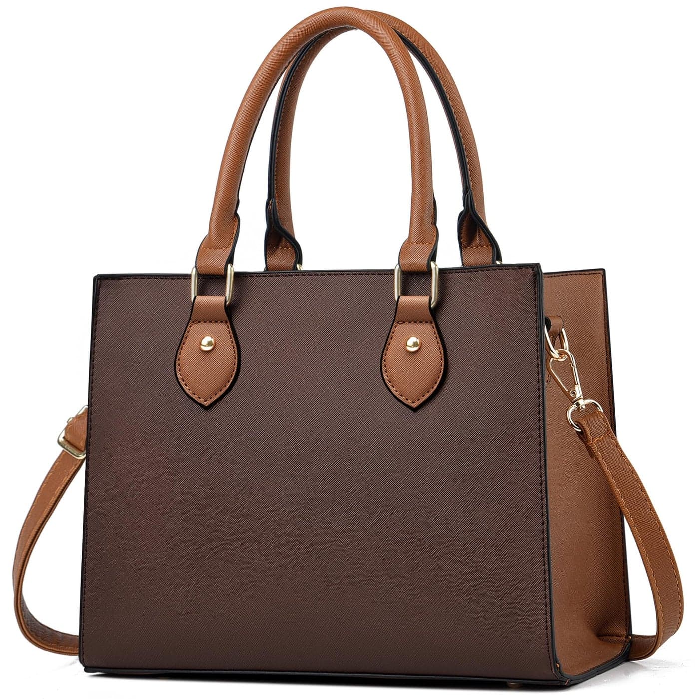 CHICAROUSAL Crossbody Purses and Handbags for Women PU Leather Tote Top Handle Satchel Shoulder Bags Dark Brown BR