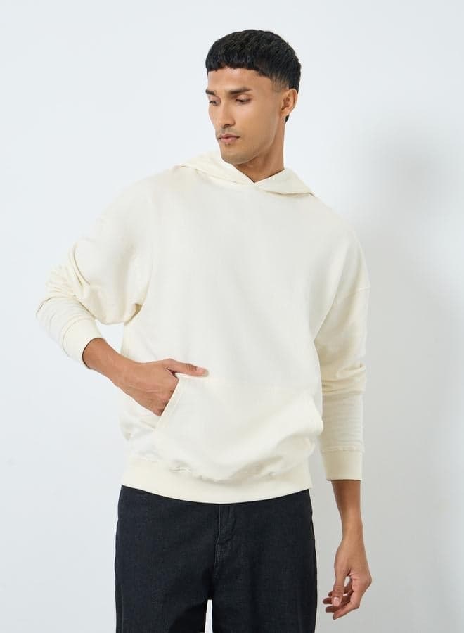 Styli Cream Graphic Print Oversized Hoodie