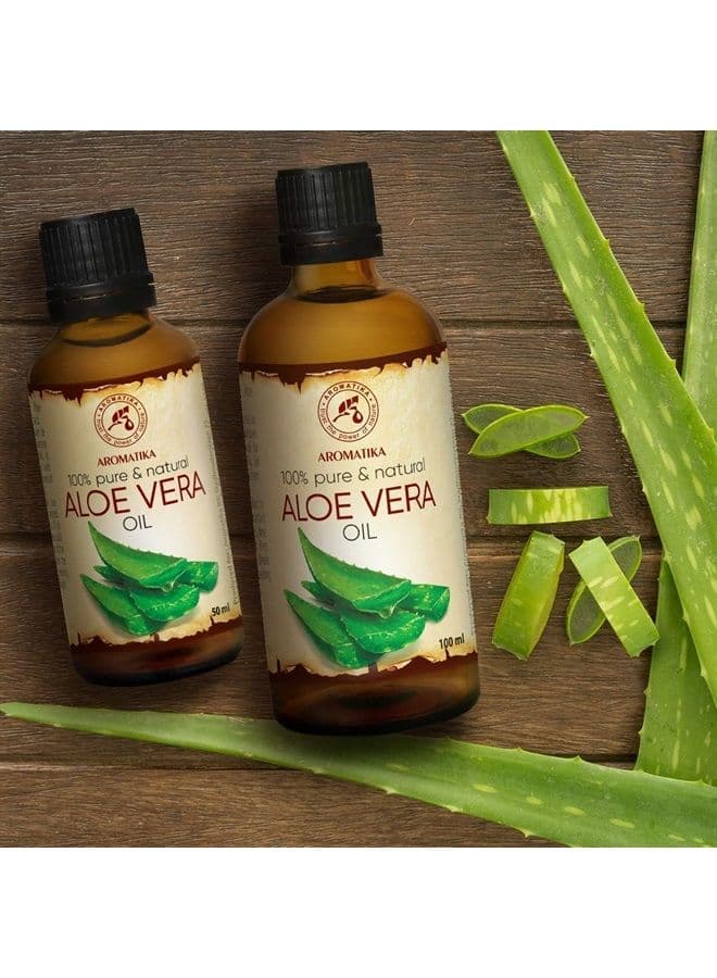 Aloe Vera Oil Pure Set 6.8 Fl Oz – 100% Natural - Glass Bottle - Aloe Vera Oil Base Oil - Aloe Barbadensis - Brazil - Refined - Intensive Care for Face - Body - Hair - Hands - Massage- SHORT LIFE