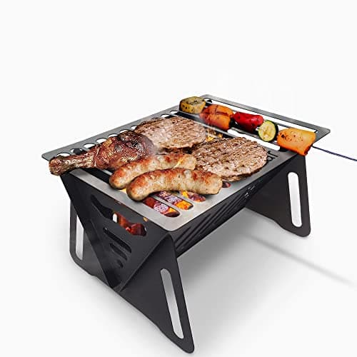 Bodkar Charcoal Grill, Portable BBQ Smoker - Lightweight Tabletop Outdoor Grill for Camping, Picnics, Garden, Beach Parties - 6"*4.6"*4.9