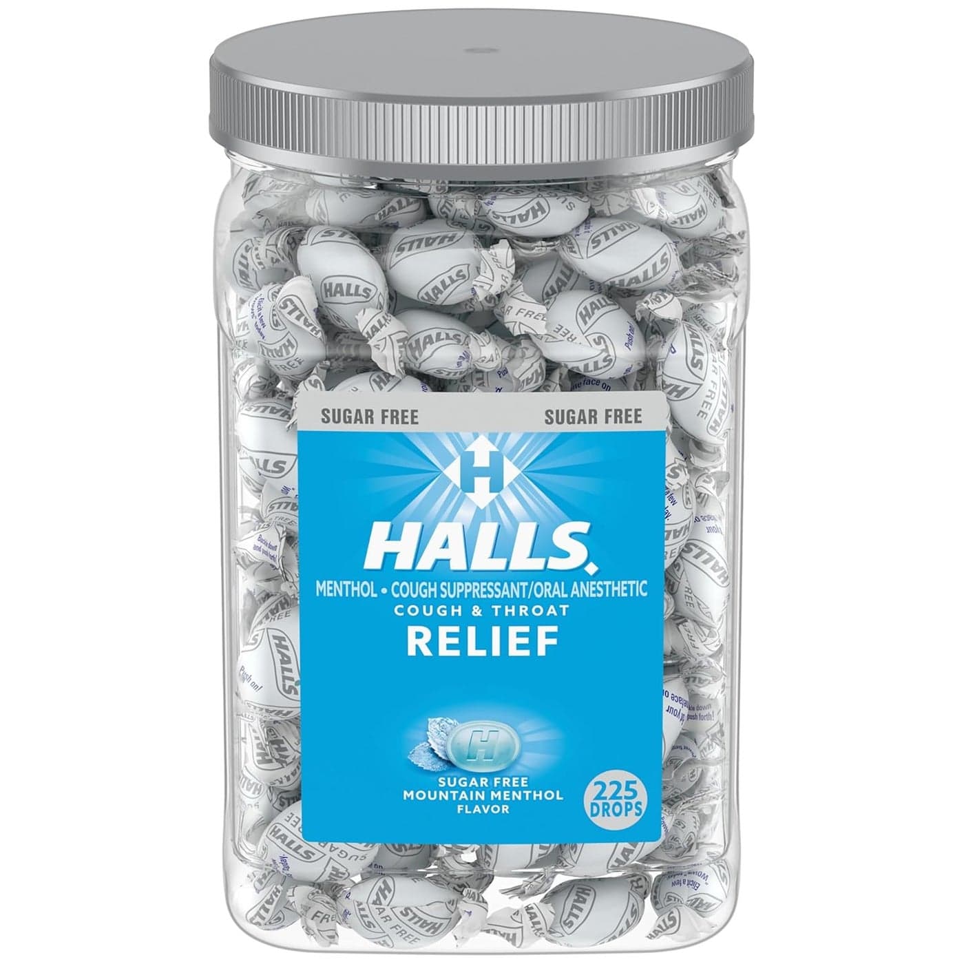 Halls Relief Mountain Menthol Sugar Free Cough Drops Bulk Cough Drops 225 Drops