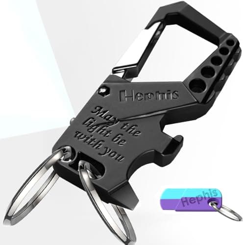Hephis Skull Heavy Duty Key Chains with LightBottle OpenerScrewdriverCarabiner Car Key Chains for Men and WomenBlack