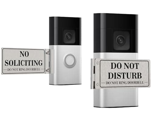 Metal Doorbell Cover No Soliciting Sign for House & Front Door, Flipable No Soliciting Sign for Ring Doorbell, Easy to Mount, Great Gift for Home Officers and Exhausted Moms with Sleeping Baby(Left)