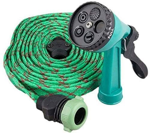 PIPALIYA Plastic 10 m Water Spray Jet Gun Hose Pipe for GardenCarBikePet Wash Green