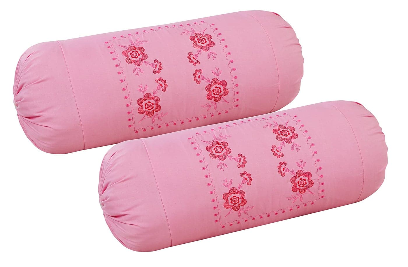 Rj Products Embraided Fabric Bolsters Cover, Pack of 2 Piece, Pink, Standard