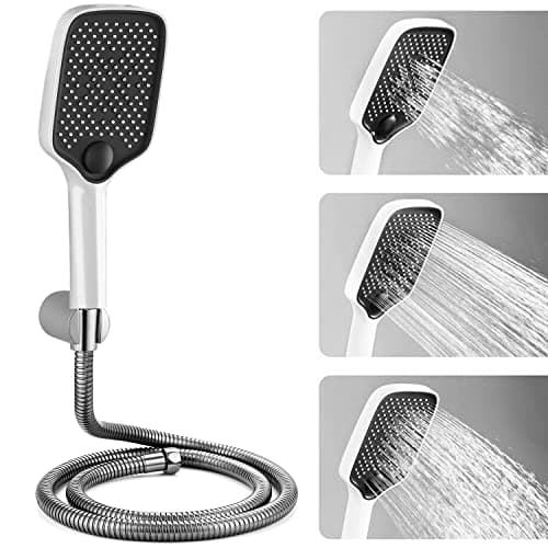 ALTON SHR20275 3-Function, 4-INCH, Hand Shower With SS-304 Grade 1.5 Meter Flexible Hose Pipe and Wall Hook, White & Black