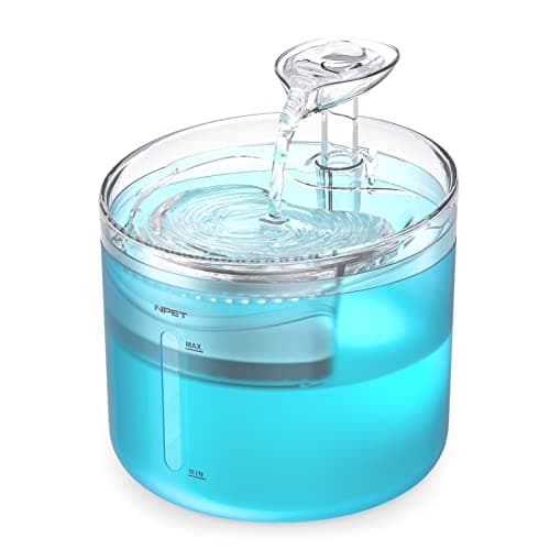 NPET WF100 Cat Foutain 54oz16L Automatic Pet Water Fountain Dog Water Dispenser with 2 Flow Modes Bottom Suction LED Light Quiet Pump for for Cats Small Dogs