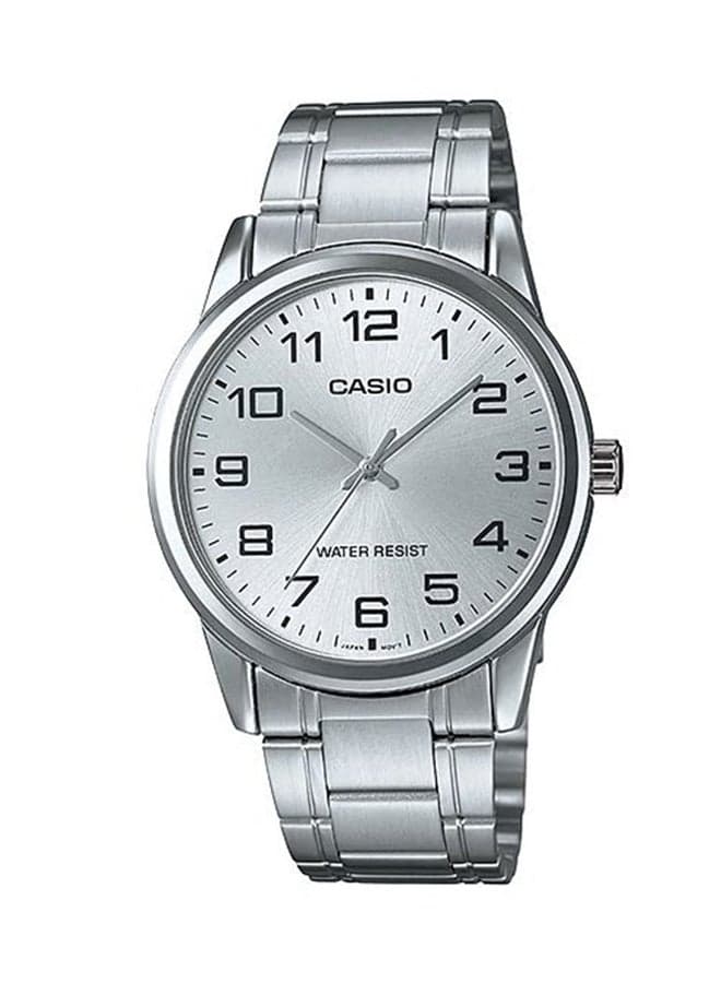 Men Water Resistant Analog Watch MTP-V001D-7B - 38 mm - Silver