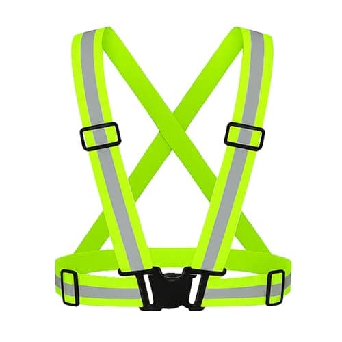 uniformer High-Visibility Reflective Safety Belt | Adjustable Cross Belt Straps | Night Cycling Reflector | Safety Gear for Construction, Warehouse & Outdoor Work (Green_Pack of 1)