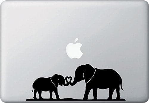 Elephant Mom and Baby Making Heart Compatible With Trunks Decal Vinyl StickerMacBook Laptop Computer Cars Trucks Vans Walls BLACK 8 x 375 inCCI858