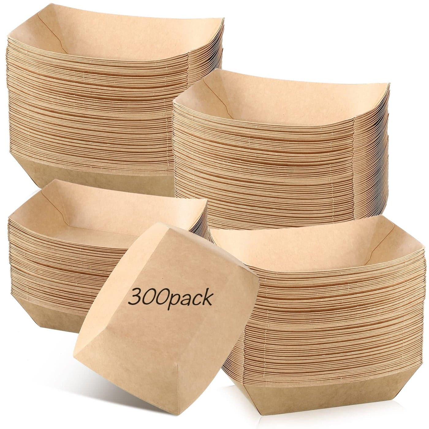 Yexiya 2 lb Paper Food Trays boats Heavy Duty Nacho Trays Kraft Disposable Food Containers for Hot Dog Snack Fast Tacos French Fries Party Supplies300 Pack