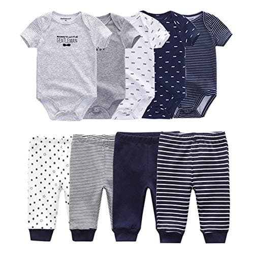 Kiddiezoom Baby Layette Set Baby Boys' 9-Piece Bodysuits Pants Set Toddler Girl Boy Unisex Baby Gift Sets