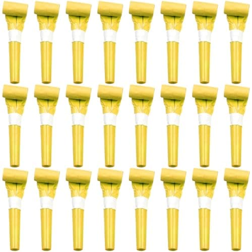 24 Pcs Yellow Party Blowers for Kids Funny Blower Noise Makers Blowouts Horns Whistles Perfect for Birthday Parties New Years Sporting Events Party Supplies Yellow