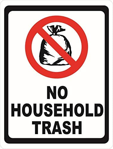 ZMKDLL No Household Trash Metal Sign Garbage & Dumpster Rules Refuse Cans 12"x8"
