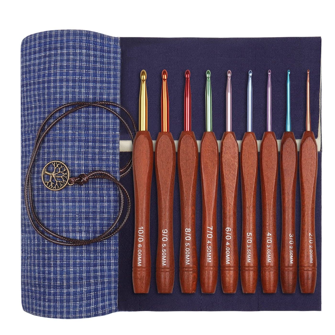 Aeelike Wooden Crochet Hooks with Case Warm Easy Grip Ergonomic Handle Crochet Hooks Sets for Arthritic Hands Beginners