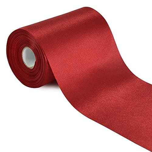 4 Inch x 22yd Wide Burgundy Dark Red Satin Ribbon Solid Fabric Large Ribbon for Cutting Ceremony Kit Grand Opening Chair Sash Table Hair Car Bows Sewing Craft Gift Wrapping Wedding Party Decoration