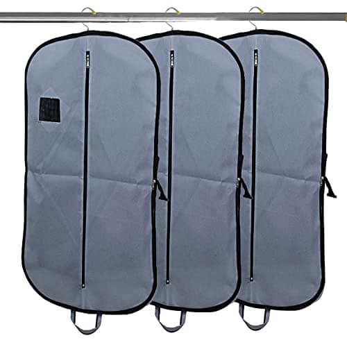 Kuber Industries Suit covers with zip for Men, Women|foldable Blazer cover|Cloth Organizer for Wardrobe|Transparent Window & Premium Zipper|Pack of 3 (Grey)