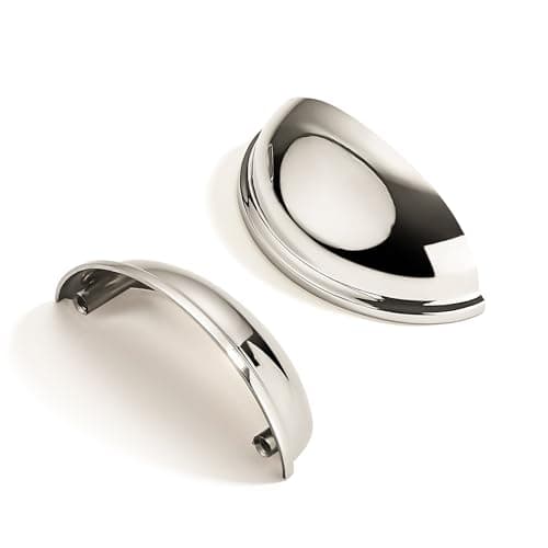 CABDM 10 Pack 212 Drawer Pulls Polished Nickel Cabinet Cup Pulls Kitchen Hardware Cabinet Handles Drawer Handles Knobs 212 inch 64mm Center to Center