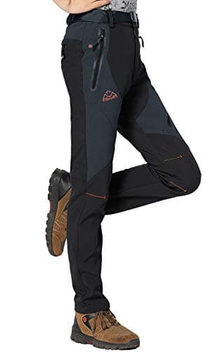 Rdruko Women's Snow Pants Waterproof Insulated Fleece Thermal Ski Hiking Snowboard Pants(Black, US L)