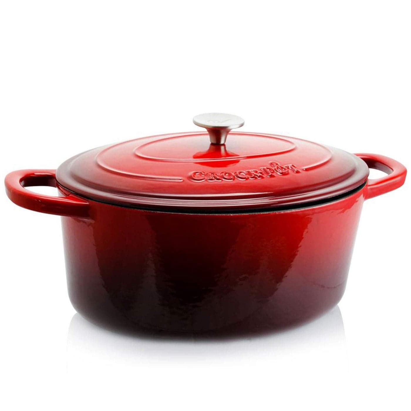 CrockPot Artisan Oval Enameled Cast Iron Dutch Oven 7Quart Scarlet Red
