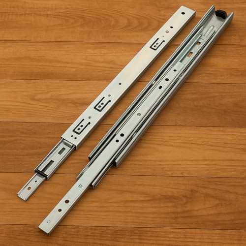Lapo 18-Inch Heavy-Duty Mild Steel Drawer Channel Slides for Kitchen and Wardrobe - Telescopic Design, 45kg Capacity(Silver, Pack of 1 Set)