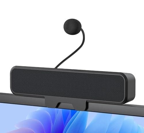Computer Speakers with Microphone for Desktop PC USB Monitor Speakers with Clip Wired Laptop Sound Bar Stereo Bass PC Speaker wMic for MeetingGamingOnline Learning Easily Clamps to Monitor