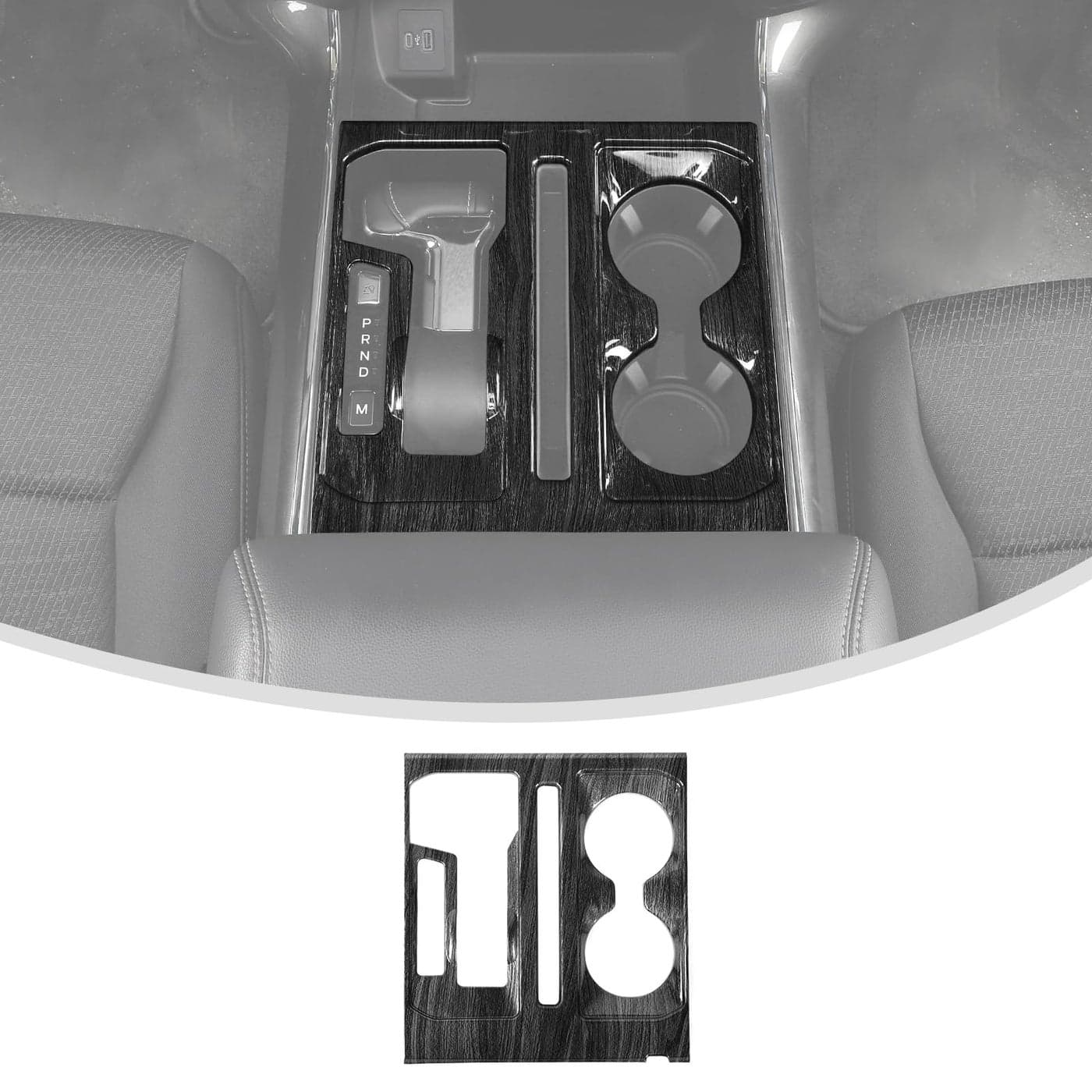 Linskip Center Console Gear Shift Panel Trim Compatible with Ford F150 2021 2022 2023 for F150 Cup Holder Decor Cover Dark Wood Interior Accessories