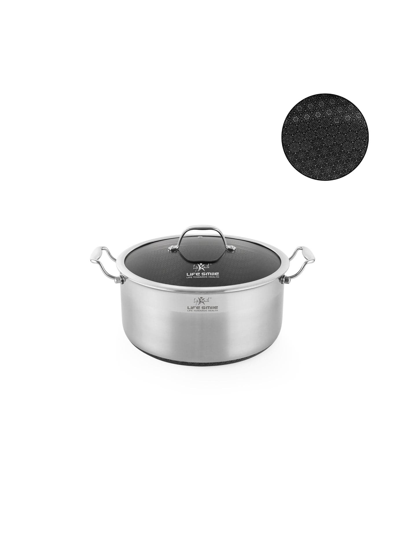 Life Smile 16cm Stainless Steel Soup Pot (1.47L) – Hybrid Non-Stick, Induction Compatible, Scratch Resistant, Multi-Layer Base, Even Heat Distribution