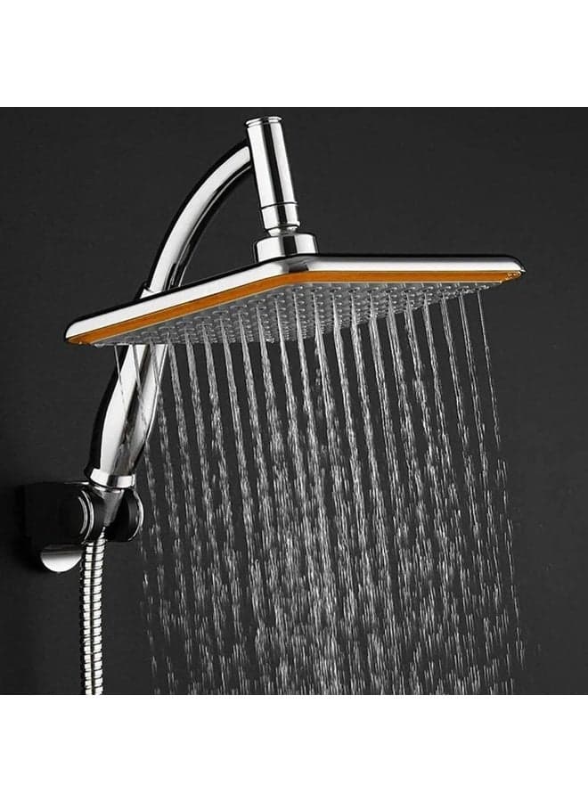 Square Rain Shower Head, 23 cm Stainless Steel High Pressure Rain Shower Head, Ultra Thin Rainfall Bath Shower, Swivel Spray Angle, Easy to Clean and Install, for Any Decorating Style