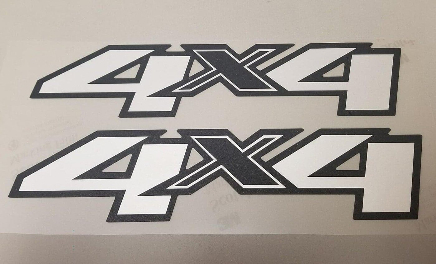 2Pc 4x4 Decals Stickers Emblem Replacement for Silverado Truck Bed Side 20072013 White