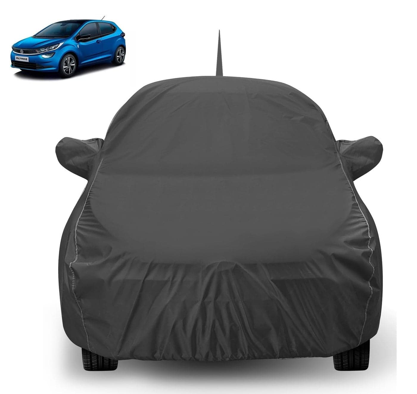 Auto Hub Car Cover Compatible with Tata Altroz with Back Antenna & Mirror Pocket, Dustproof, Heat Resistant, Triple Stitched, Altroz Back Antenna Car Cover- Grey