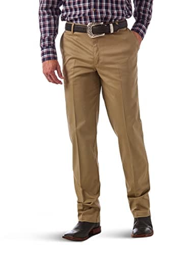 Wrangler mens Flat Front Relaxed Fit Casual Pants, Khaki, 36W x 36L US