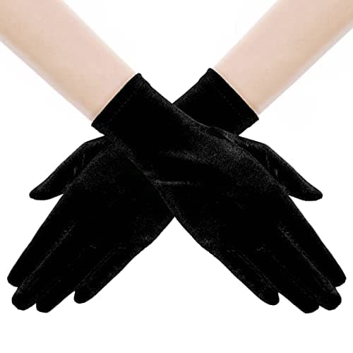 BABEYOND Short Velvet Gloves for Women - Wrist Tea Party Wedding Bridal Gloves Opera Costume 1920s Flapper Accessories