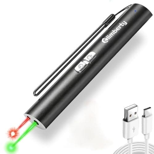 Climberty® USB-C Rechargeable Dual-Color Laser Pointer with Green 3000m Range & Red 1000m Range, Aluminum Laser Light Pen for Presentation, Teaching, Pet Play