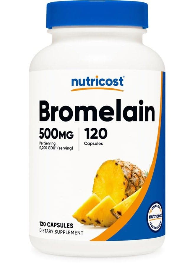 Bromelain 500mg, 120 Vegetarian Capsules - Bromelain (1200 GDU), Non-GMO, Gluten Free