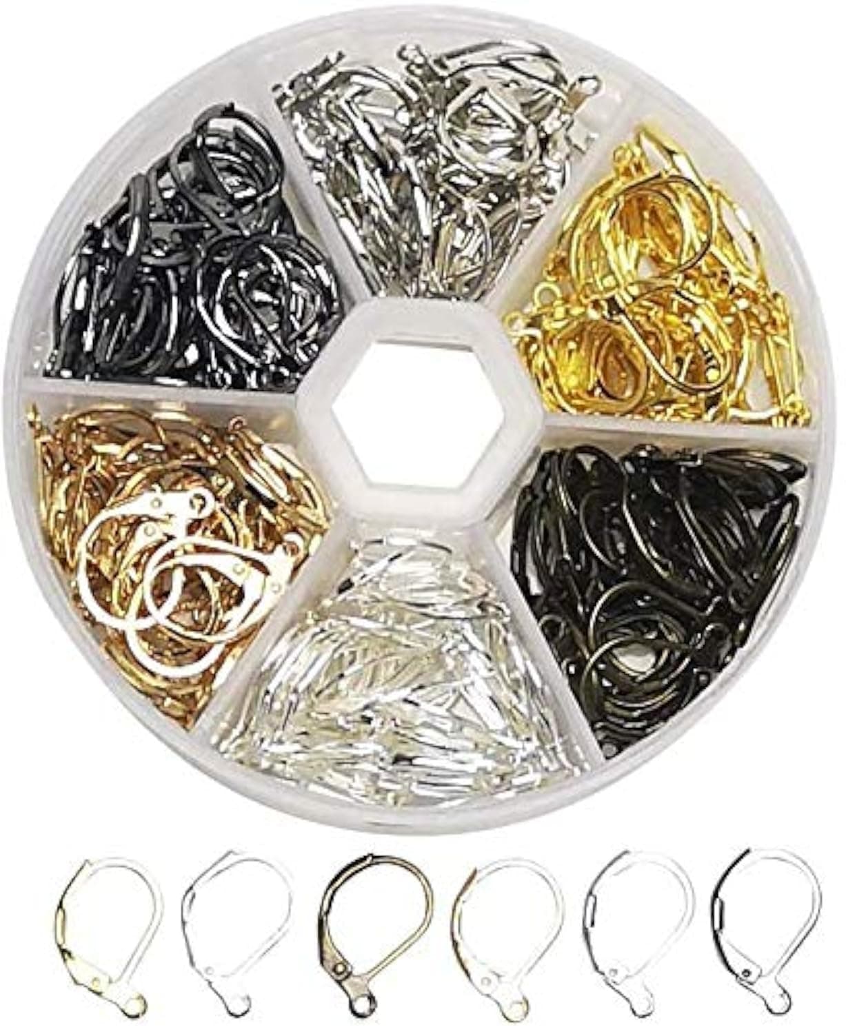 Chenkou Craft 180pcs in Box Assorted 6 Colors Lever Back Hoop Earring French Hook Ear Wire with Open Loop Jewelry Earring Making MultiColor 5815mm