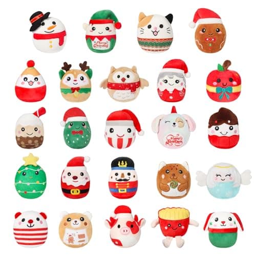 Mini Plush Toys Gift Set 24 Soft Squishy Collectible Plushies for Kids Boys Girls Teens Collectors Cute Stuffed Animals for Christmas New Years Birthdays Easter