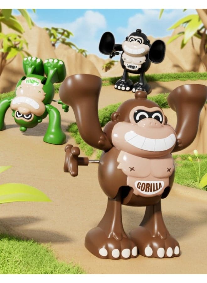 【Wind-Up Gorilla Toy】Kids Clockwork Simulation Animal Preschool Educational Toy | For Children Aged 3+ | ABS Safe Material | Random Color Delivery | 360° Free Flip + Somersault Movement | Battery-Free Eco Design | Scientific Size + Smooth Rounded Edges | Durable & Shockproof | Promotes Physical Deve