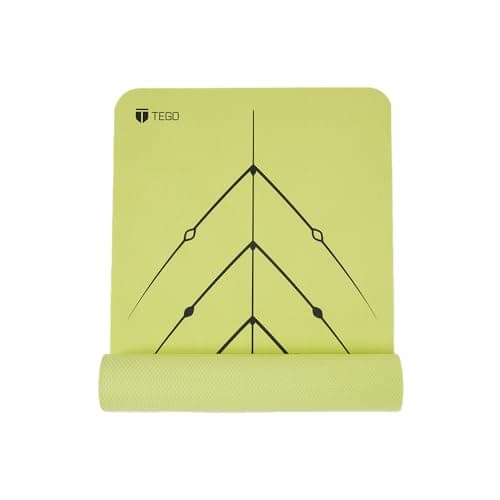 TEGO Stance Yoga Mat with GuideAlign for Posture Alignment (Volt Without Bag) | Reversible Design with Dual Texture Grip | 5mm Thick | Antimicrobial, Non-Slip, Sweat-Resistant | 6ft x 2ft | Yoga & Fitness Mat | Shoe-friendly Workout Mat