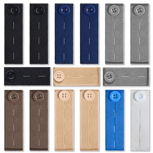 Elastic Waist Extenders 12 Pack, Adjustable Pant Button Extender Set for Men and Women. (12 Pack)