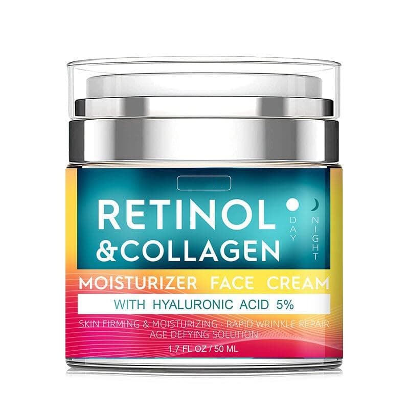 Retinol Cream for Face with Hyaluronic Acid Day Night AntiAging Moisturizer for Women and Men Collagen Cream for Face Reduces Wrinkles Dryness 17 FL Oz