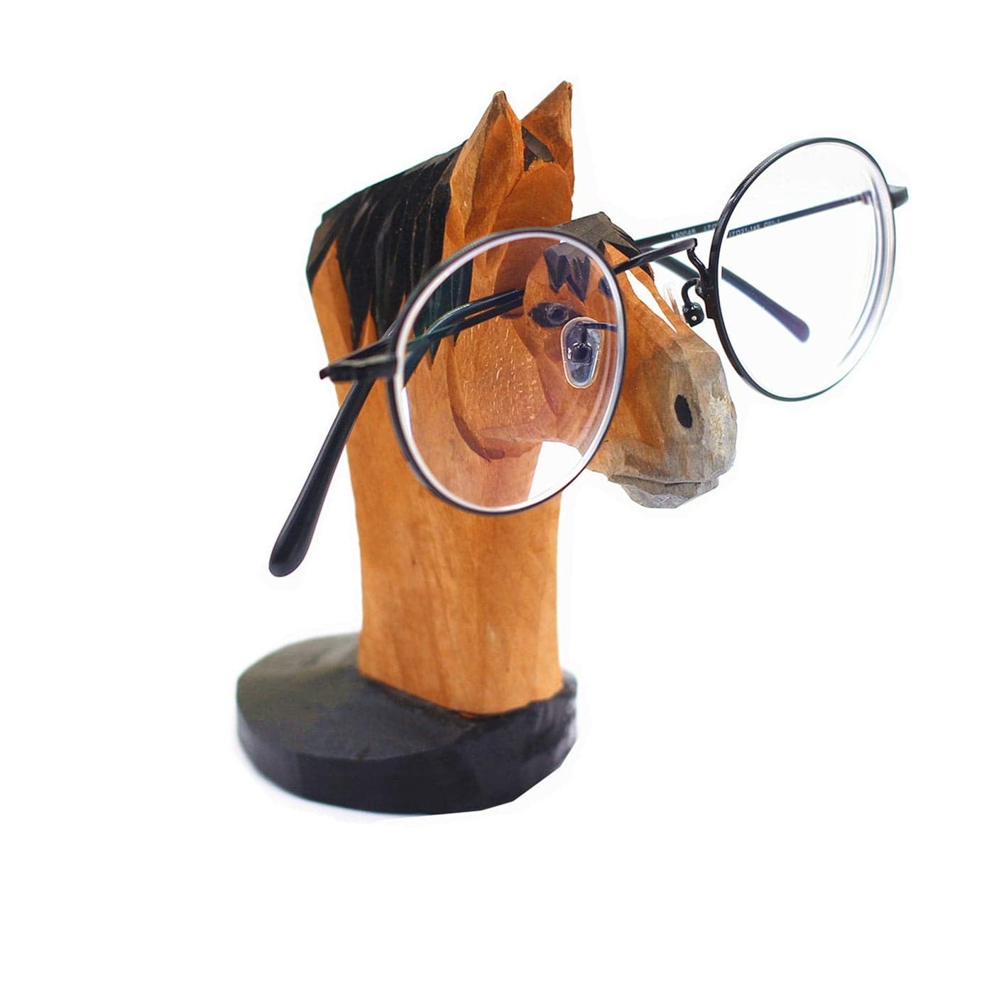 TANG SONG Creative Wood Hand Carved Eyeglass Holder Handmade Nose Horse Stand for Office Desk Home Decor Gifts