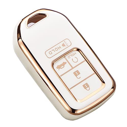 Cacacar 2016-2022 for Honda Key Fob Cover, Premium Soft TPU Full Protection Key Fob Case for Honda Accord Civic CRV Pilot Ridgeline Passport Smart Remote Protector (Size B-Ivory)